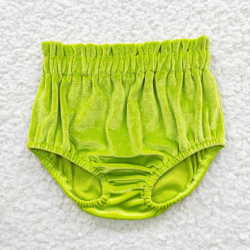 SS0101 Green Velvet Girls Bummies Shorts